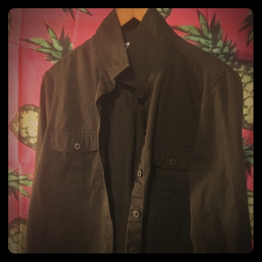 Olive Green Button Down Old Navy Shirt Size L